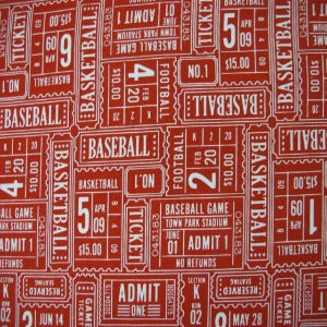 45" Play Ball 100% Cotton Ticket Red #C4312