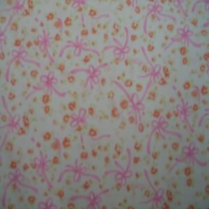 45" Bows and Roses Pink with White Background 100% Cotton
