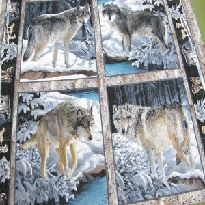 45” X 36” Panel Silver Wolf 100% Cotton