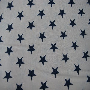 108" Quilt Backing 100% Cotton Medium Navy Stars with Tan Background