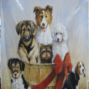 45" X 36" Panel Wild and Playful Puppies 100% Cotton