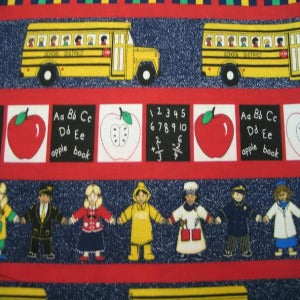 45" School Things 100% Cotton Primary Colors