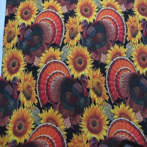 45" Wide 100% Cotton Fabric Traditions Fall Turkeys