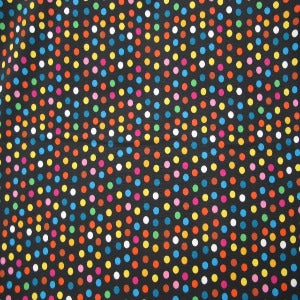 45" Wide 100% Cotton Silly Dot Black Background