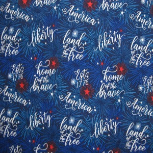 Henry Glass & Co. Henry Glass One Nation Tossed Words Fabric, Blue