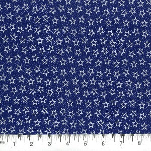 45” Wide Patriotic White Outlined Small Stars Navy Background