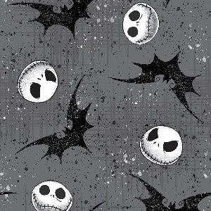 Nightmare Before Christmas Fabric by The Yard, Jack with Bats,