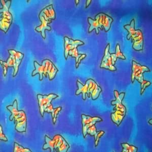 60" Fish with Blue and Purple Background 100% Cotton