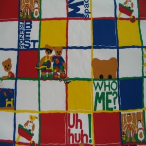 54" Squares and Bears Primary Colors 100% Cotton
