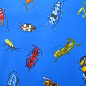 45" Insects with Blue Background 100% Cotton