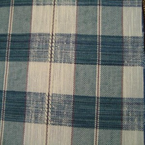 54" Upholstery Plaid Ivory, Country Blue, and Light Green