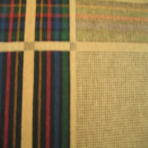54" Plaid Black, Blue and Red with Tan Background