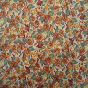 60" Poly Floral Brown and Green with Cream Background