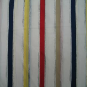 60" Poly Stripe Red, Yellow, White, Navy and Tan