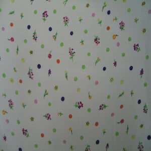 58" Poly Floral and Dots Multi with White Background