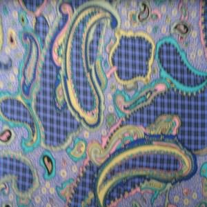 60" Poly Paisley Multi with Purple and Black Background