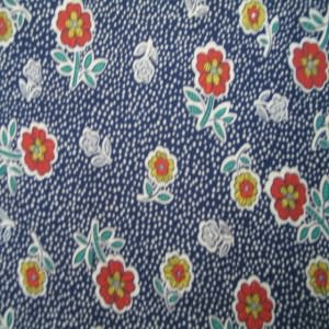 60" Poly/Rayon Floral Rust and Yellow with Dot Blue and White