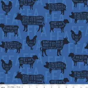 45" Wide FFA Forever Blue Meat Cuts (Blue C7214)