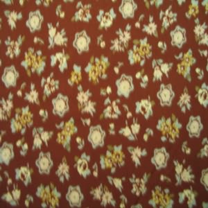 56" Rayon Floral Tan with Rusty Brown Background