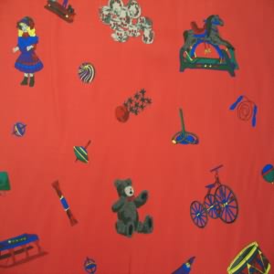 45" Rayon Toys with Red Background