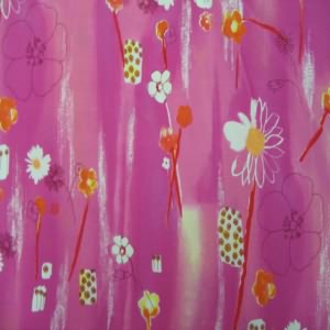 56" Rayon Floral Orange and White with Pink Background