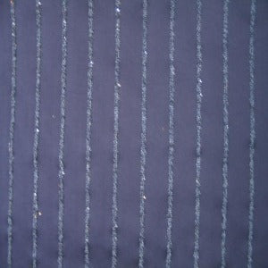 60" Satin Polyester Stretch Navy with Blue Beads