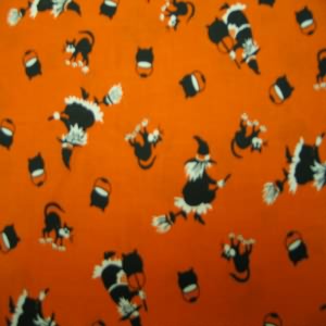 45" Halloween Witches and Cats with Orange Background 100% Cotton