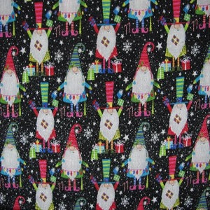 45" Wide 100% Cotton Holiday Gnomes