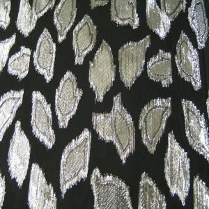 45" Sheer Black with Silver Lame' Leaf