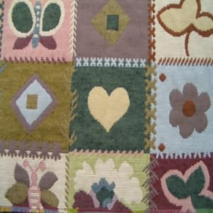 54" Upholstery Tapestry Patchwork Mauve, Green and Tan