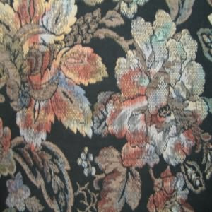 54" Tapestry Floral Rust, Brown and Green with Black Background