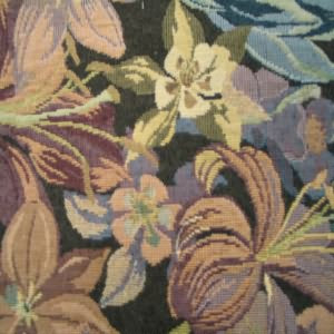 54" Tapestry Floral Brown, Plum and Blue with Black Background