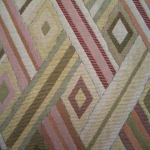 54" Tapestry Diamond and Rectangles Burgundy, Gold and Green