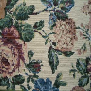 54" Tapestry Floral and Leaf Burgundy  and Brown with Cream Background
