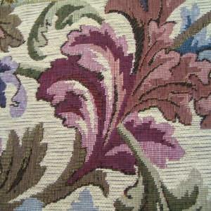 54" Upholstery Tapestry Floral Burgundy, Plum and Olive with Tan Background