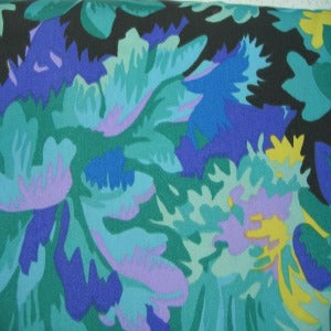 60" Taffeta 100% Polyester Floral Green, Black, Purple