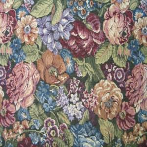 54" Upholstery Tapestry Floral Burgundy, Purple and Blue