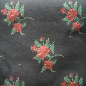 54" Upholstery Tapestry Floral Roses Red with Black Background