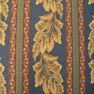 54" Upholstery Tapestry Leaf Large Gold with Navy Background (RR)