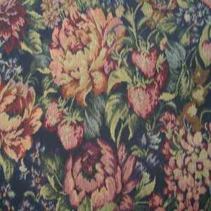 54" Upholstery Tapestry Floral and Fruit Rust with Dark Navy Background (RR)
