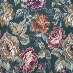 54" Upholstery Tapestry Floral Tan and Wine with Green Background