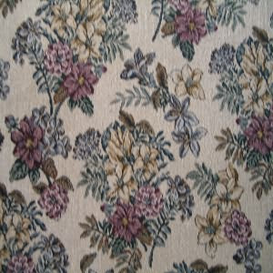 54" Upholstery Tapestry Floral Bouquet Rust and Light Gold with Light Background (RR)