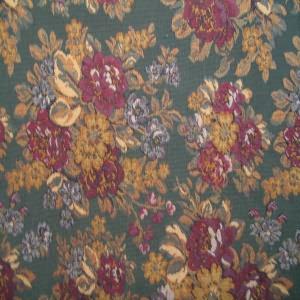54" Upholstery Tapestry Floral Bouquet Gold and Burgundy  with Green Background