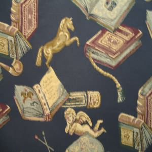 54" Upholstery Tapestry Books with Navy Background