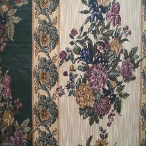 54" Upholstery Tapestry Floral and Stripe Tan Background (RR)