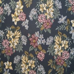 54" Upholstery Tapestry Floral Wine and Blue with Navy Background (RR)