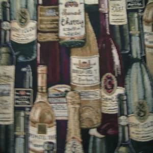54" Upholstery Tapestry Wine Bottles Burgundy  and Green (RR)