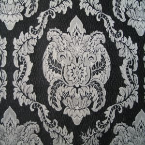 54" Brocade White with Black Background
