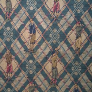 54" Upholstery Tapestry Golfers with Green Plaid Background