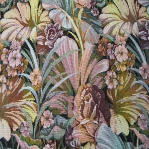 54" Upholstery Tapestry Tropical Leaf Yellow, Teal and Wine